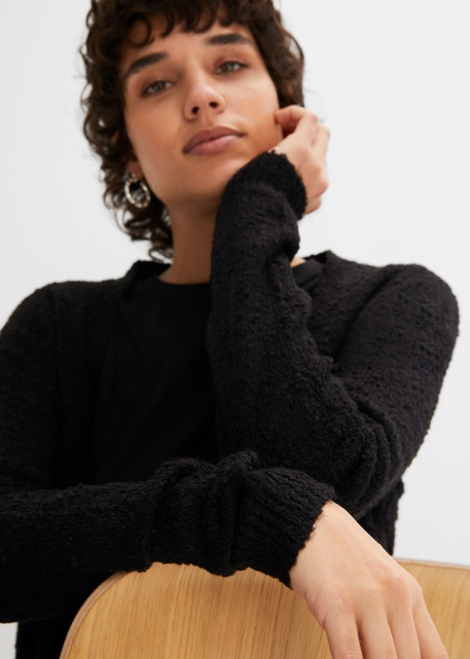 Boucle-Longstrickjacke
