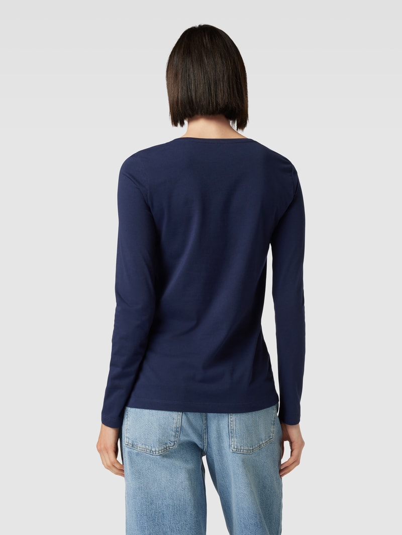 Longsleeve mit geripptem Rundhalsausschnitt  in dunkelblau
