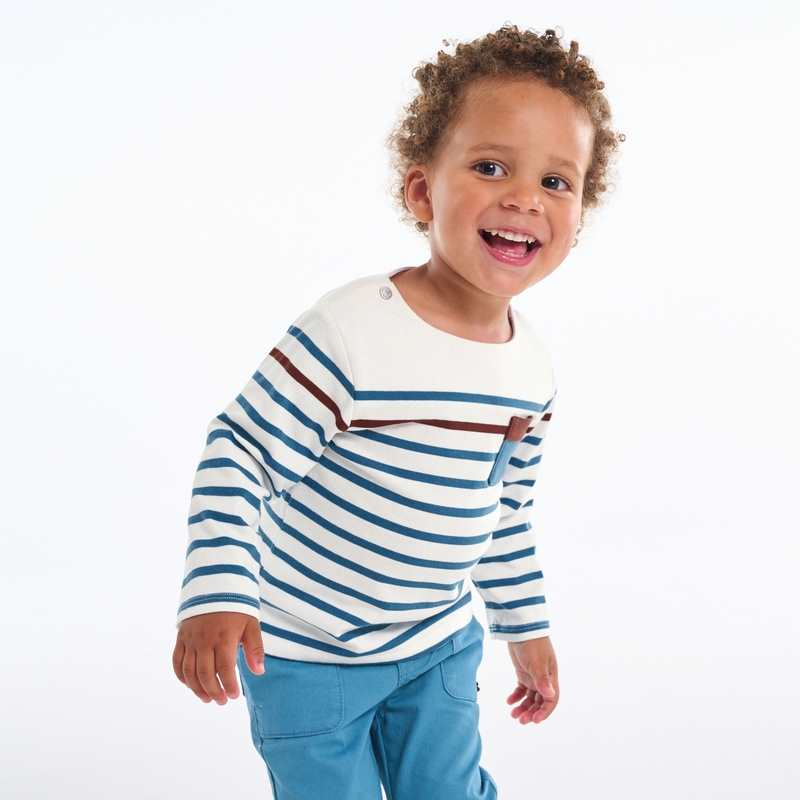 T-shirt marinière bleu bébé garçon