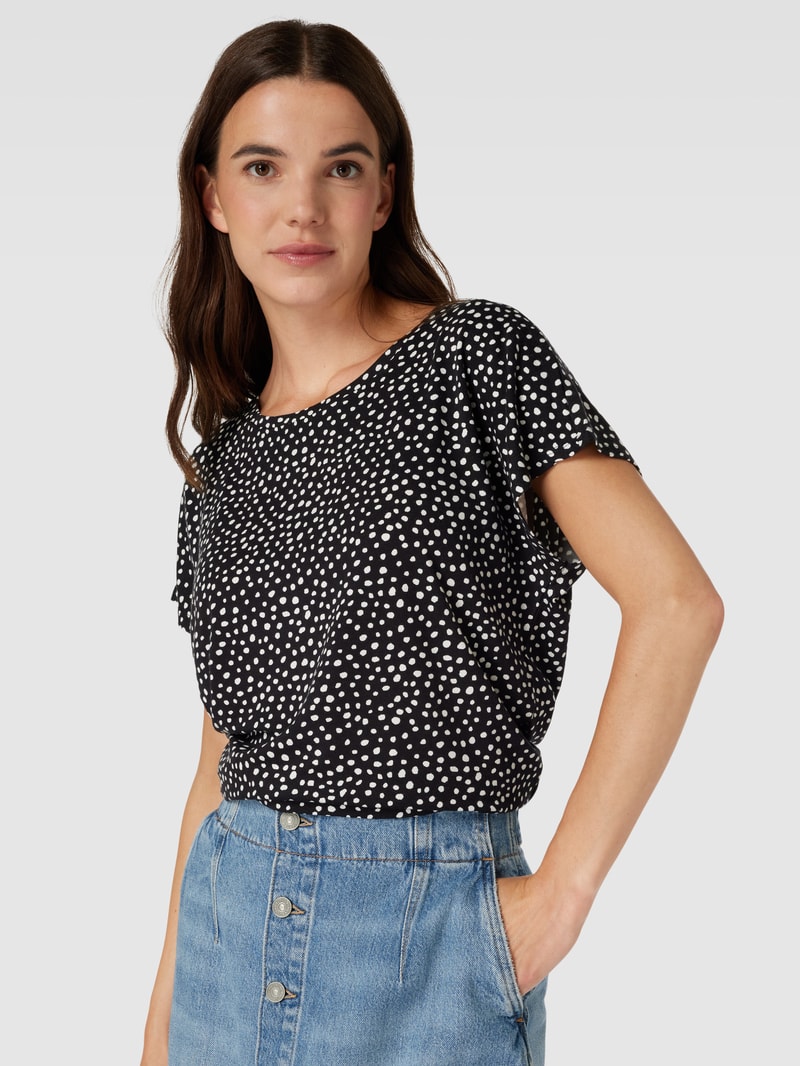 Blusenshirt mit Rundhalsausschnitt in schwarz