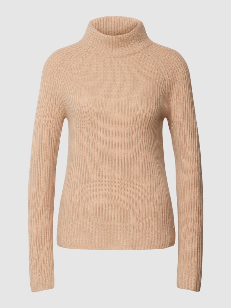 Rollkragenpullover aus Kaschmir mit Rippenstruktur in camel