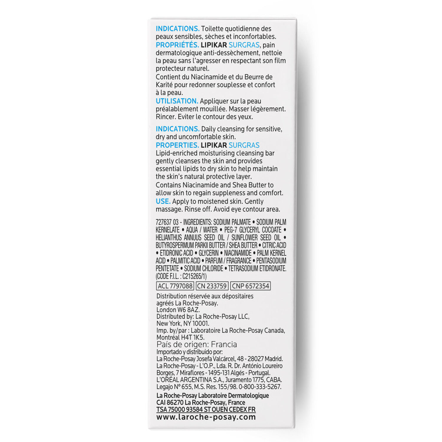 la roche-posay Lipikar Surgras Pain Savon 150g