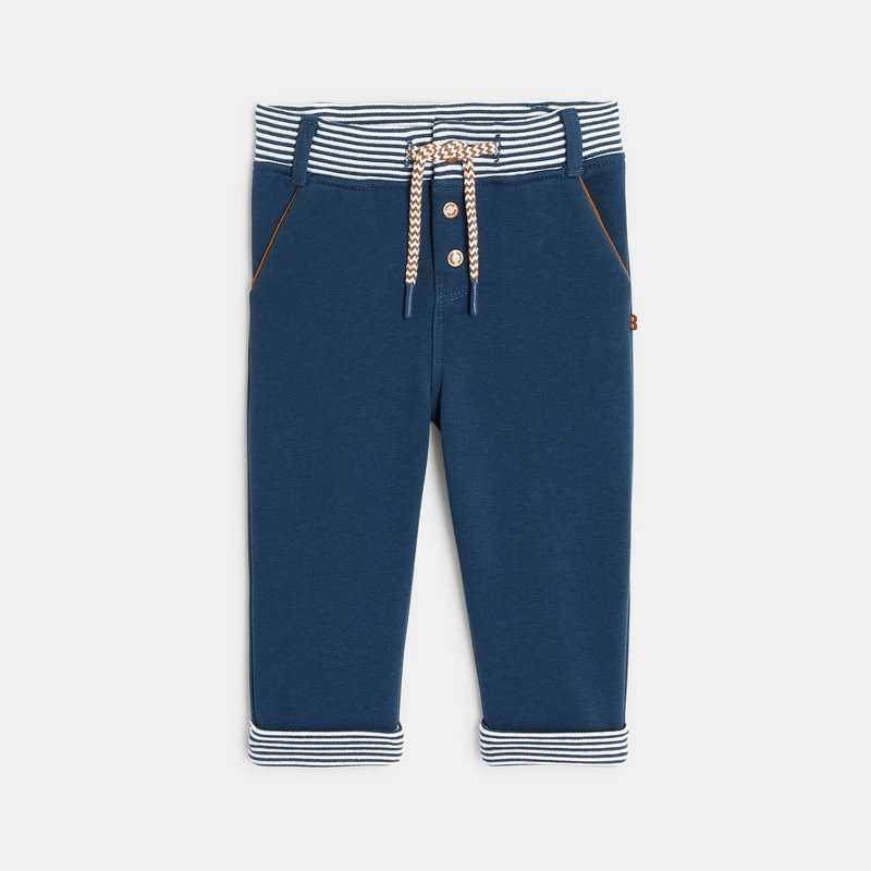 Pantalon molleton maille fantaisie bleu bébé garçon