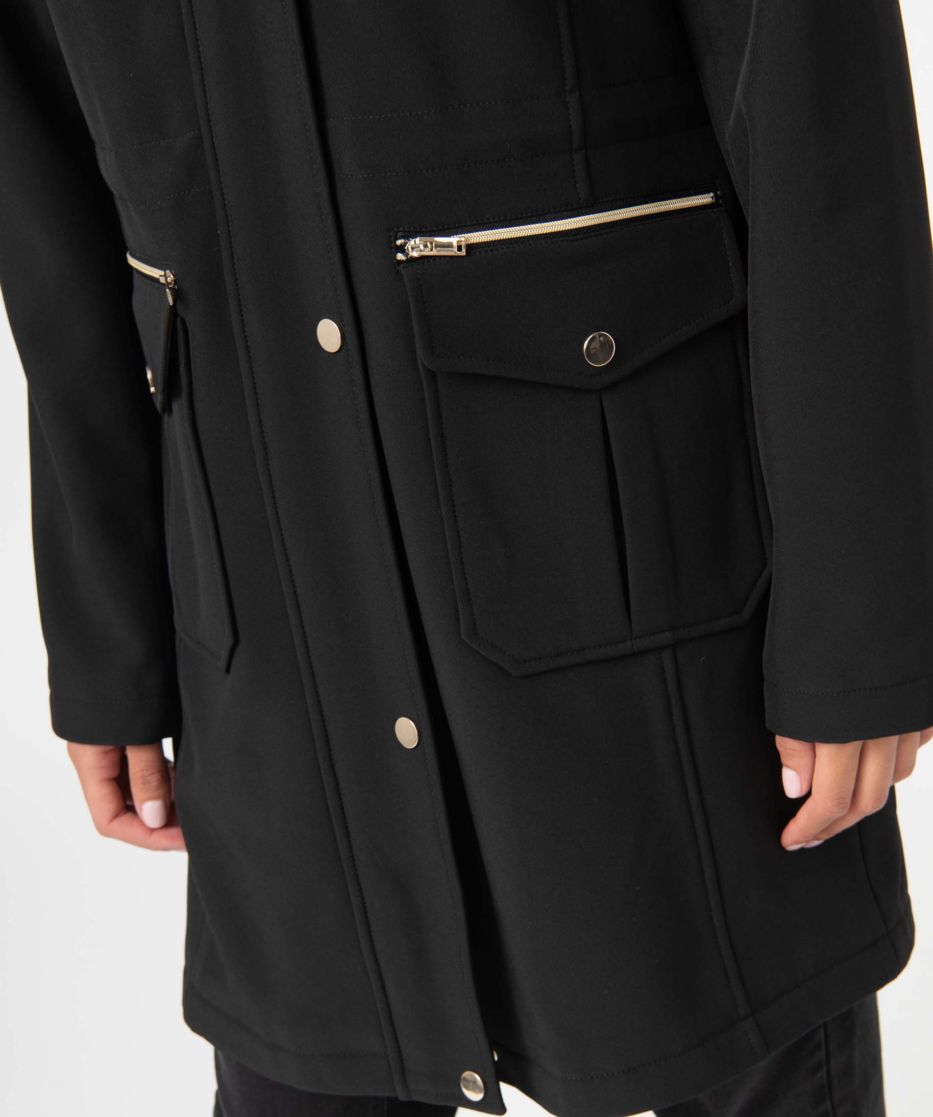 Parka femme avec col montant et capuche noir | GEMO