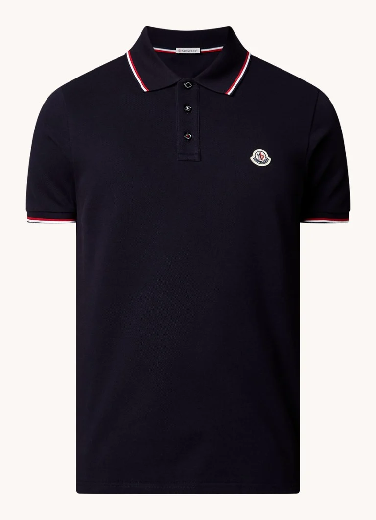 Tricou polo clasic Moncler din bumbac piqué cu logo brodat.