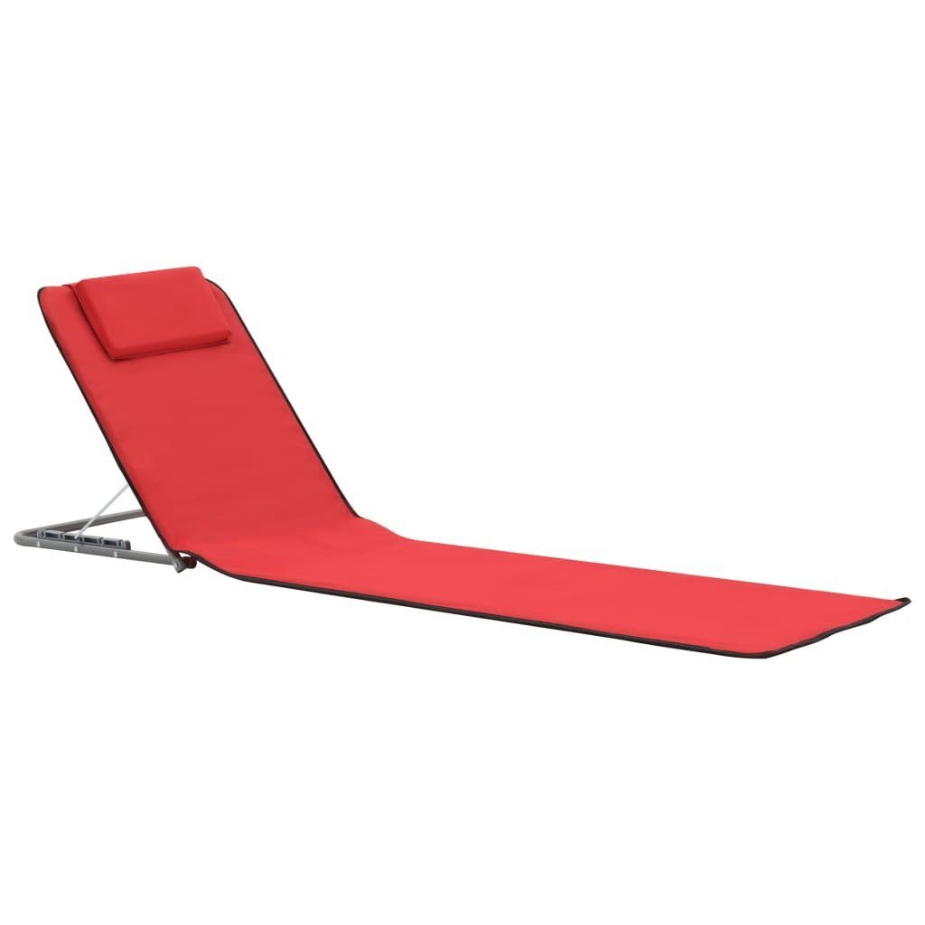 vidaXL Campingliege Klappbare Strandmatte 2 Stk Stahl und Stoff Rot