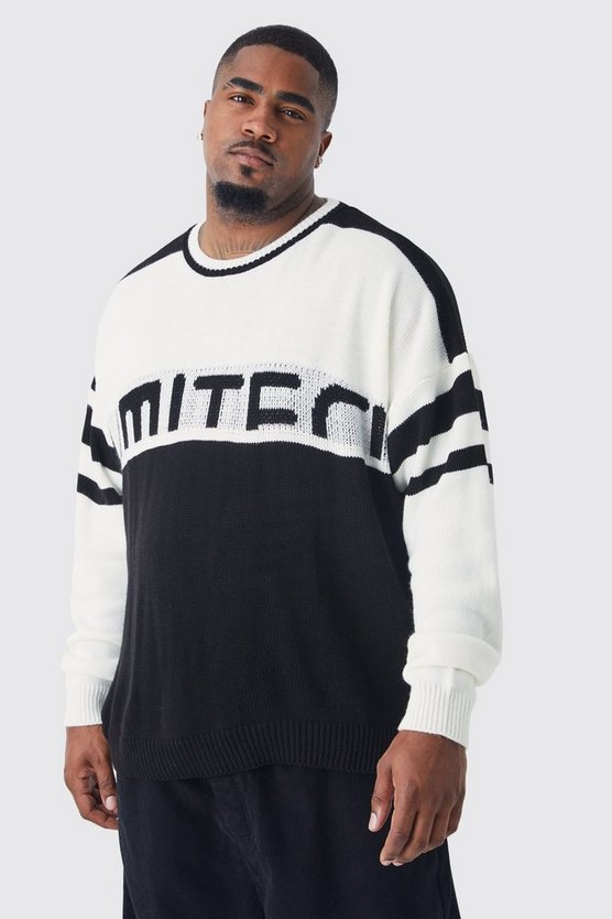 Plus kastiger Oversize Colorblock Pullover