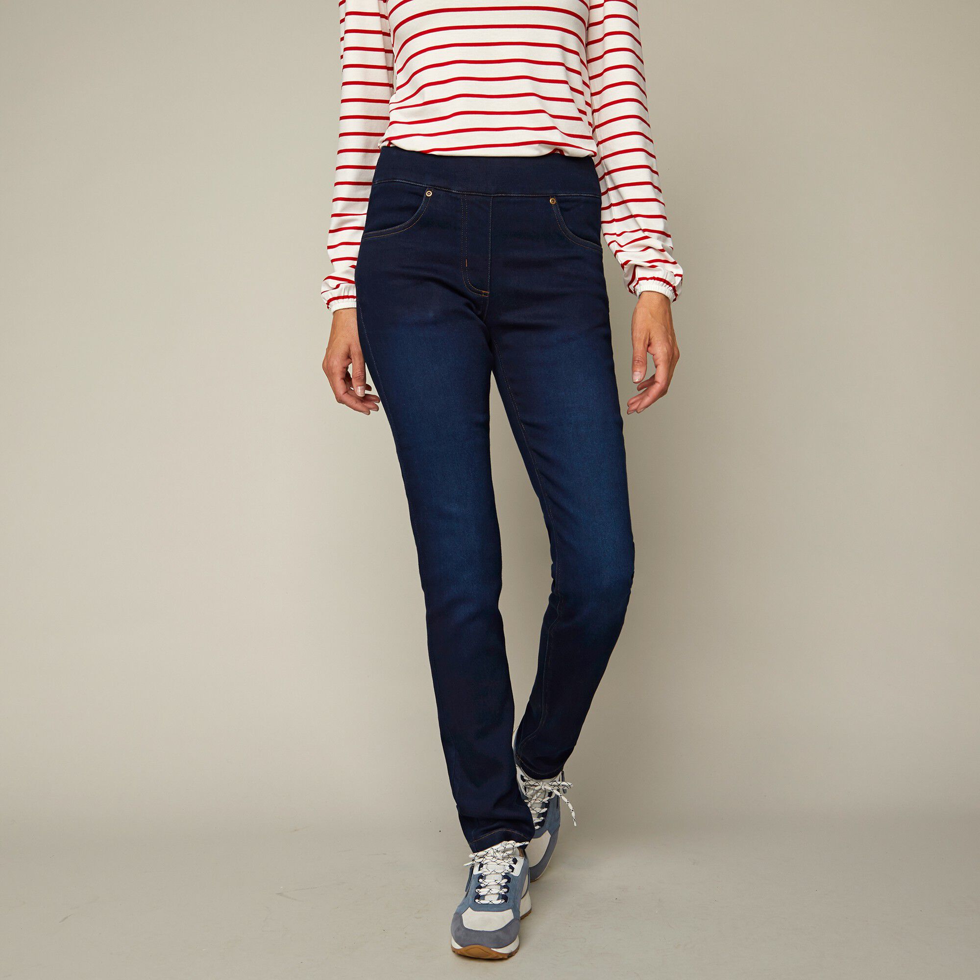 Jegging fuselé ultra stretch, maille effet jean