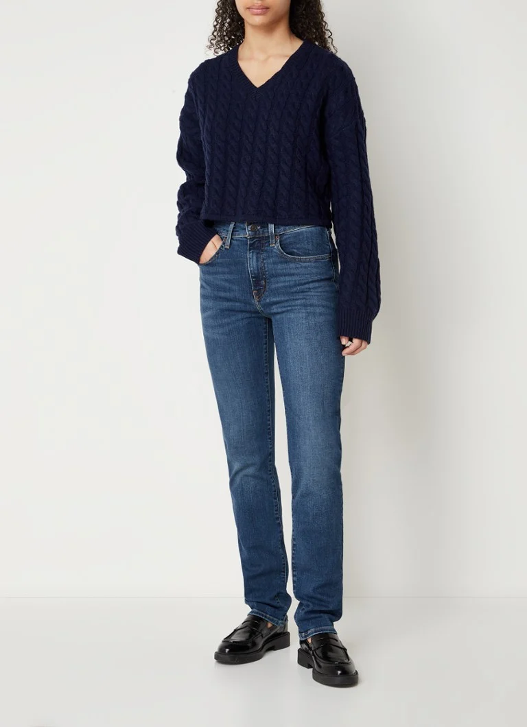 Blugi Levi's 724 cu talie înaltă, croială dreaptă, albaștri, model WA