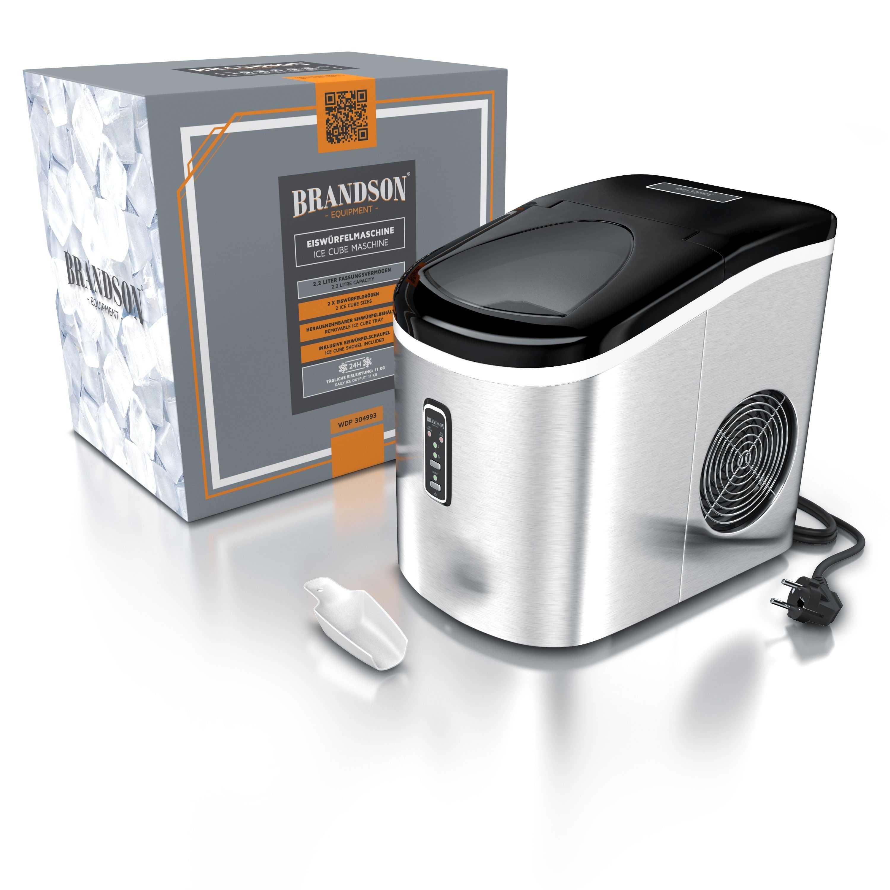 Brandson Eiswürfelmaschine, 100 W, 2,2 Liter Eiswürfelbereiter, 9 Eiswürfel in 9 Minuten