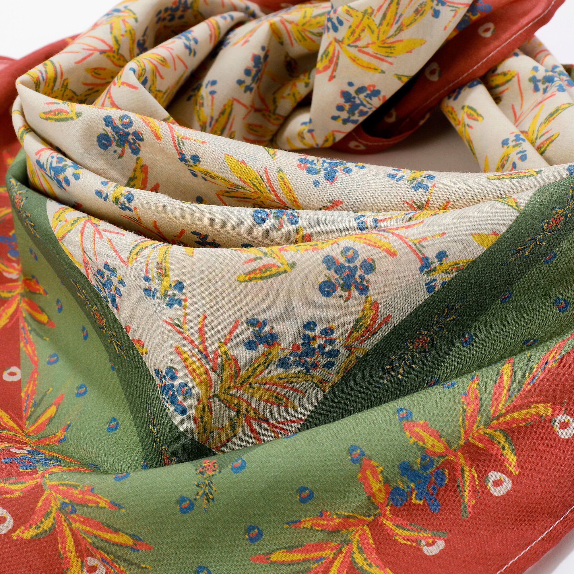 Foulard fabriqué en France imprimé fleurs, 100 x 100 cm