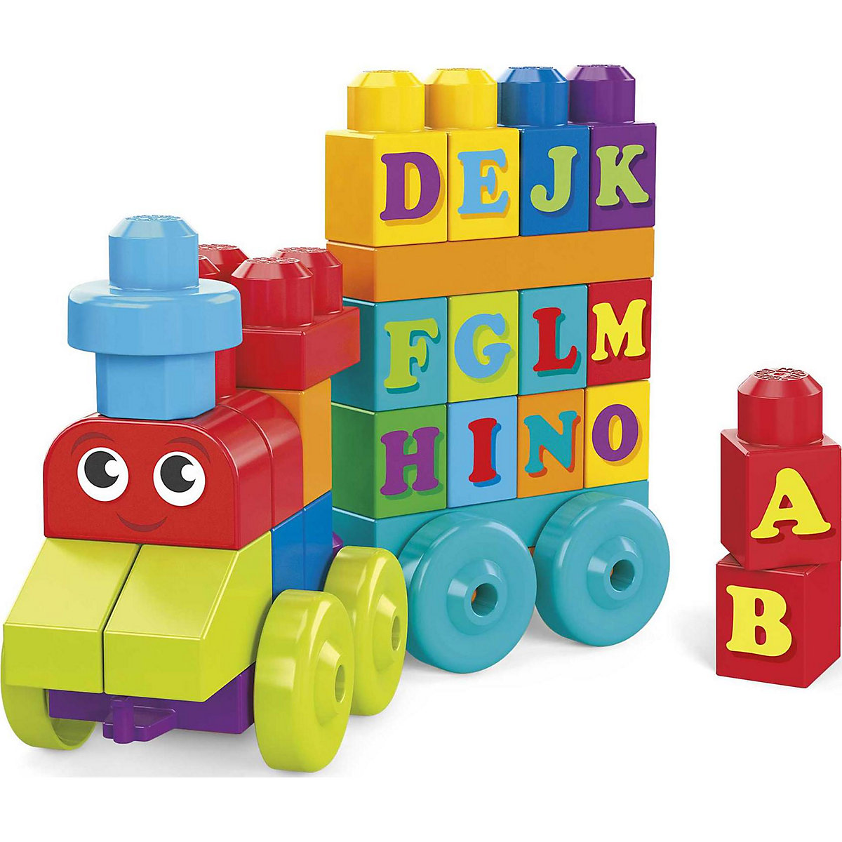 Mega Bloks ABC Lernzug (60 Teile), Steck-Bausteine, Bauklötze, Lernspielzeug