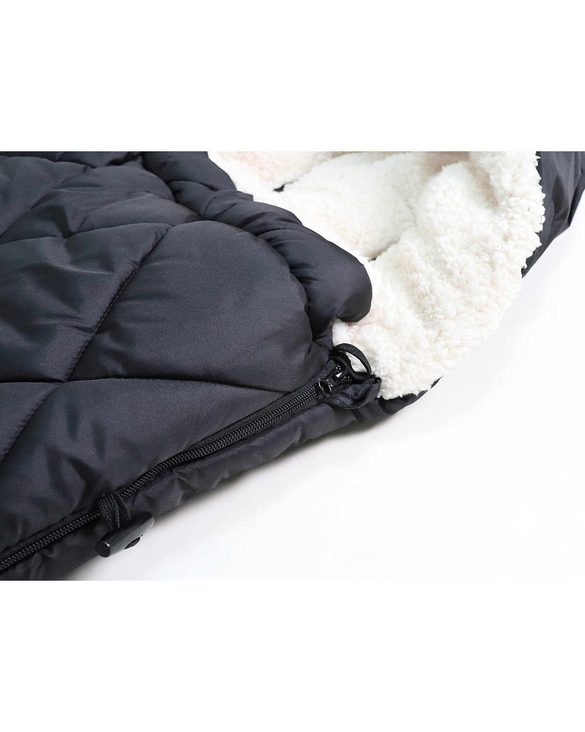 XL TOO. Thermo Sherpa Fleece  Universal Kinderwagen Fußsack, Fb. black / creme
