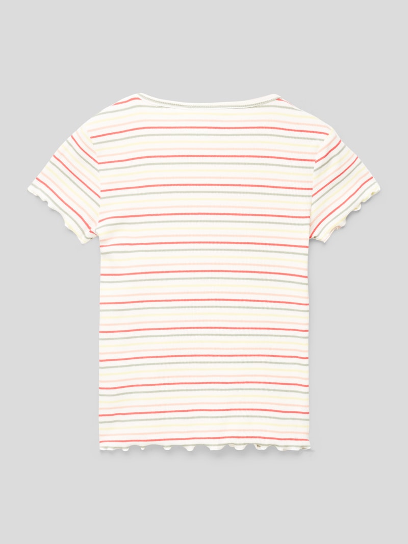 T-Shirt mit Streifenmuster in weiß