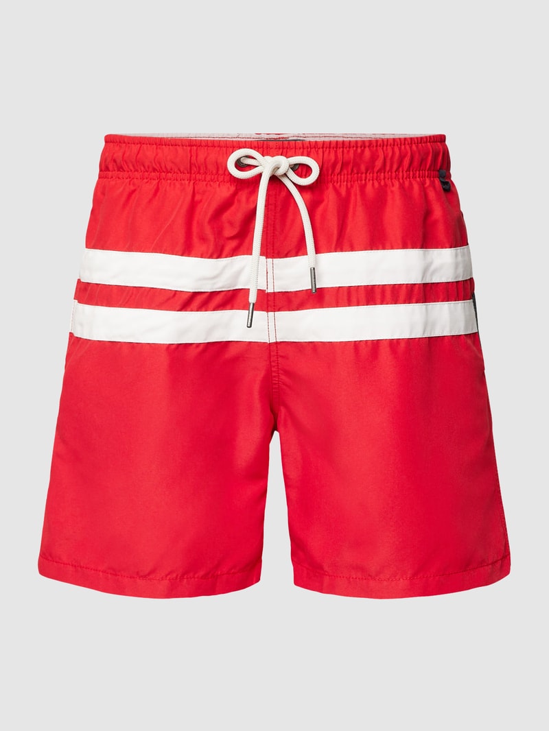 Badehose mit Kontraststreifen in rot