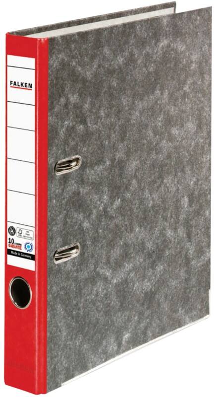 Falken Ordner DIN A4 50 mm Rot 2 Ringe S50 Pappkarton Wolkenmarmor