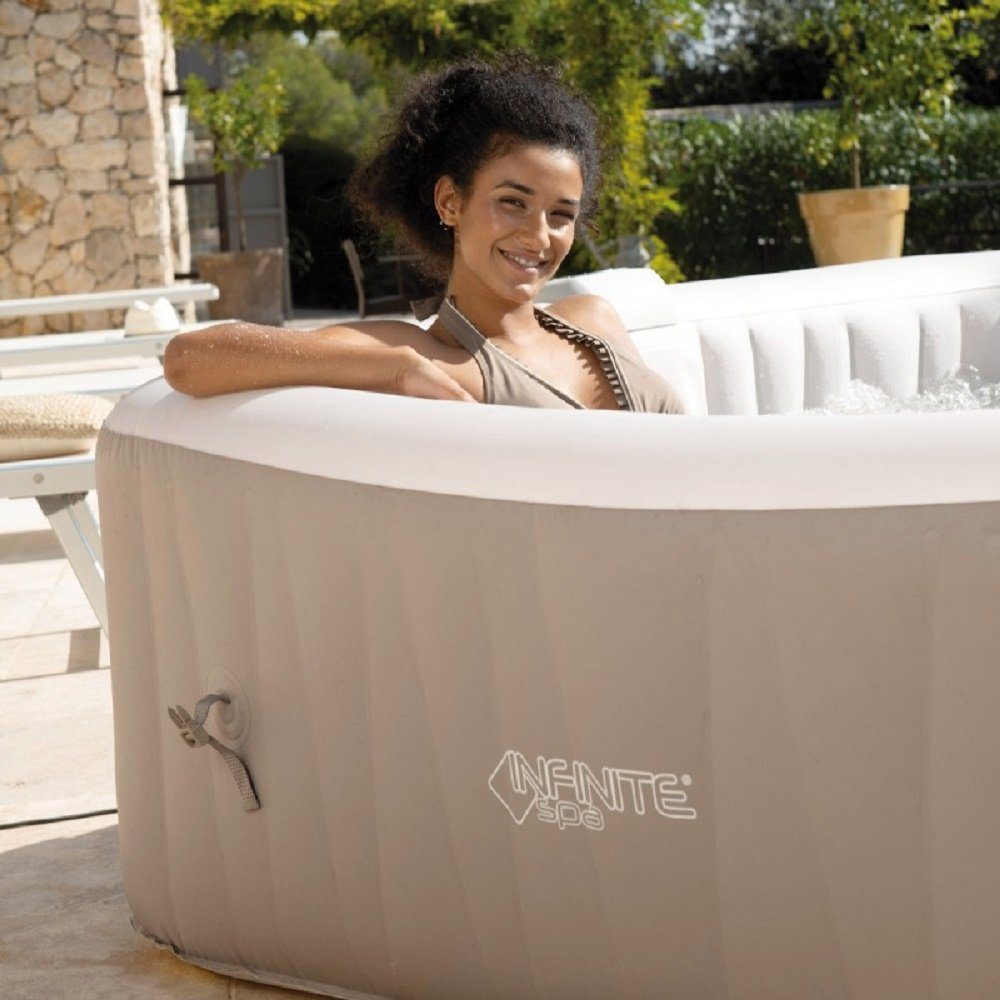 JUNG Whirlpool Netspa Infinite Whirlpool aufblasbar eckig, 2 Personen, mit Liegen, (aufblasbarer Pool mit Pumpe, Spa Pool, Selbstaufblasend, Bubble Wellness), SPA Selbstaufblasend 198x198cm, 2 Personen, beheizter Pool Outdoor