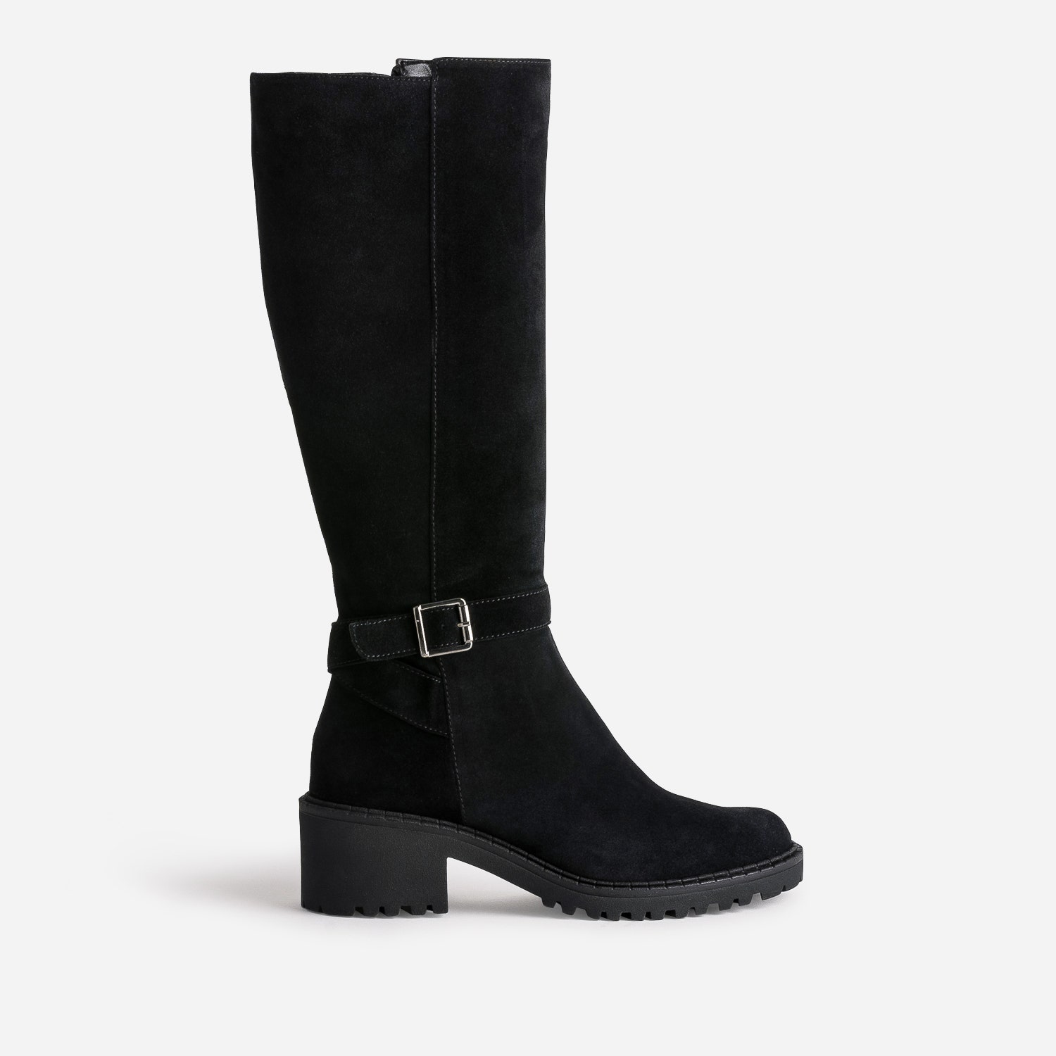 Botte esprit motard noire cuir velours