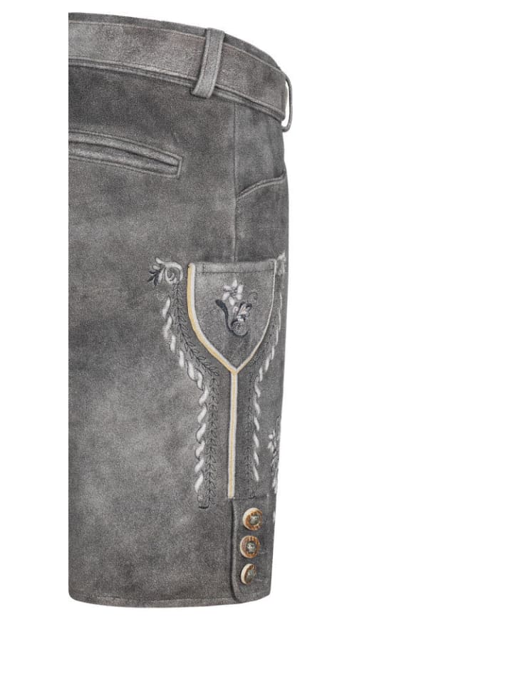 Nübler Lederhose kurz Norbert in Grau günstig kaufen 52