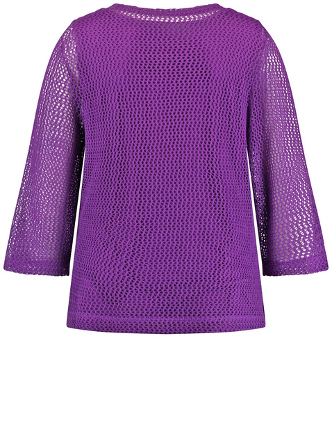 Lochstrick-Pullover mit 3/4 Arm