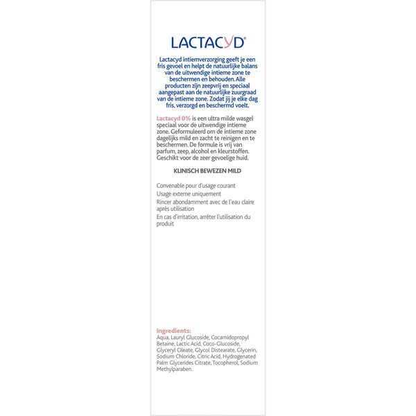 Lactacyd 0% Gel de Limpeza Íntima 250ml - Cuidado Íntimo
