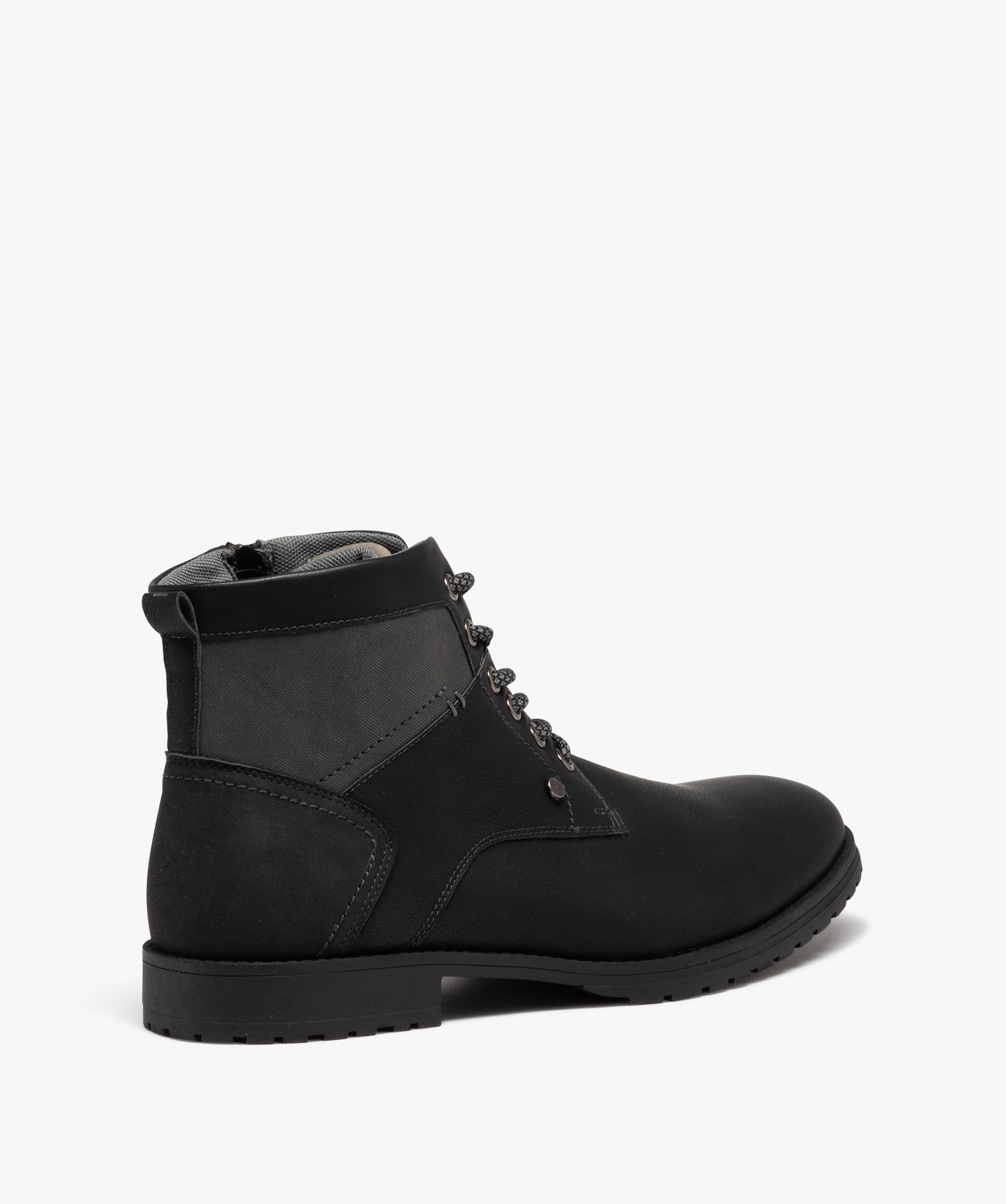 Boots homme casual à zip et à lacets bicolores noir | GEMO