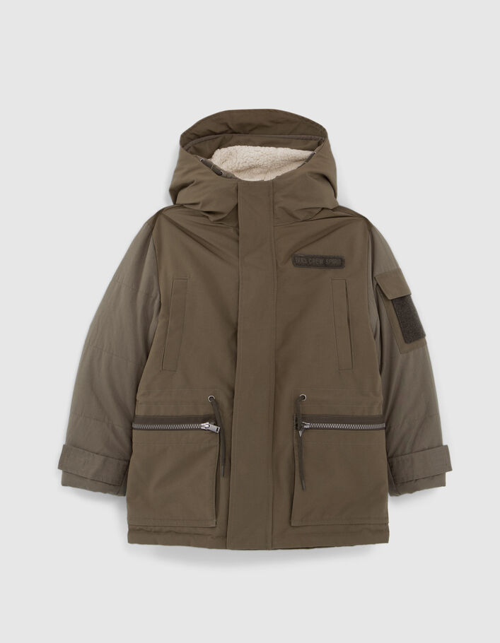 Parka 3-en-1 kaki et doudoune réversible garçon