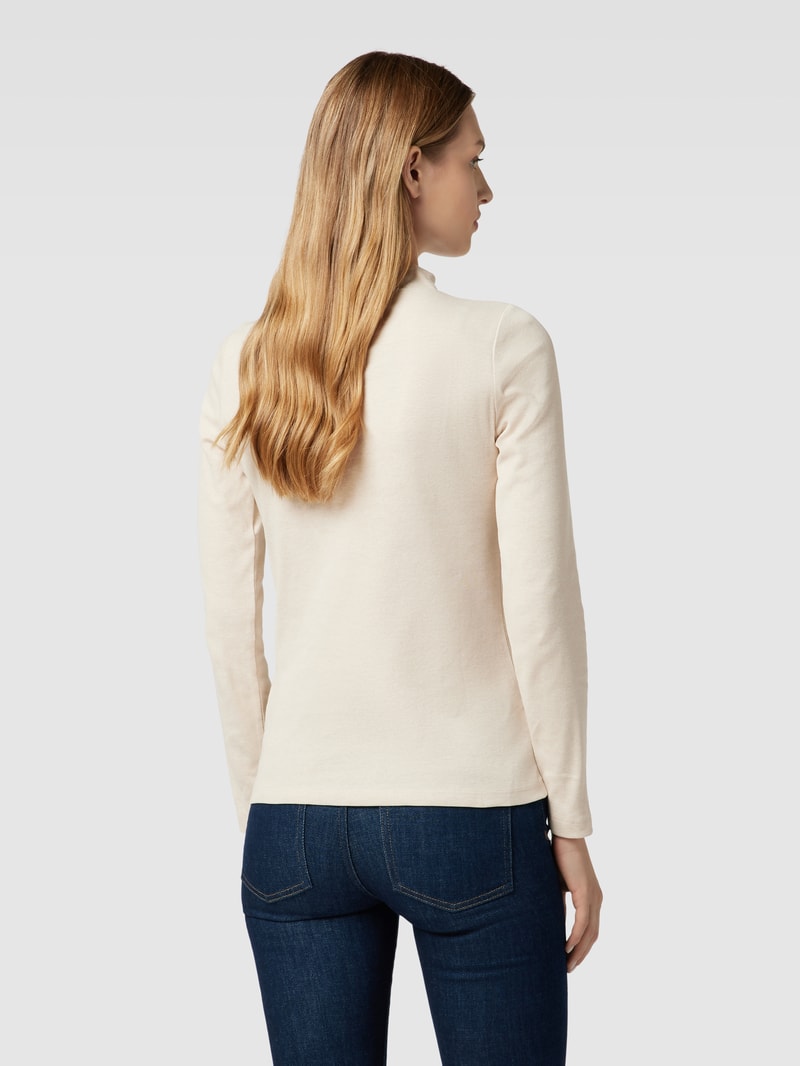 Longsleeve mit geripptem Rundhalsausschnitt in ecru meliert