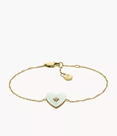 Fossil Armband Sutton Radiant Love Heart Perlmutt Edelstahl goldfarben