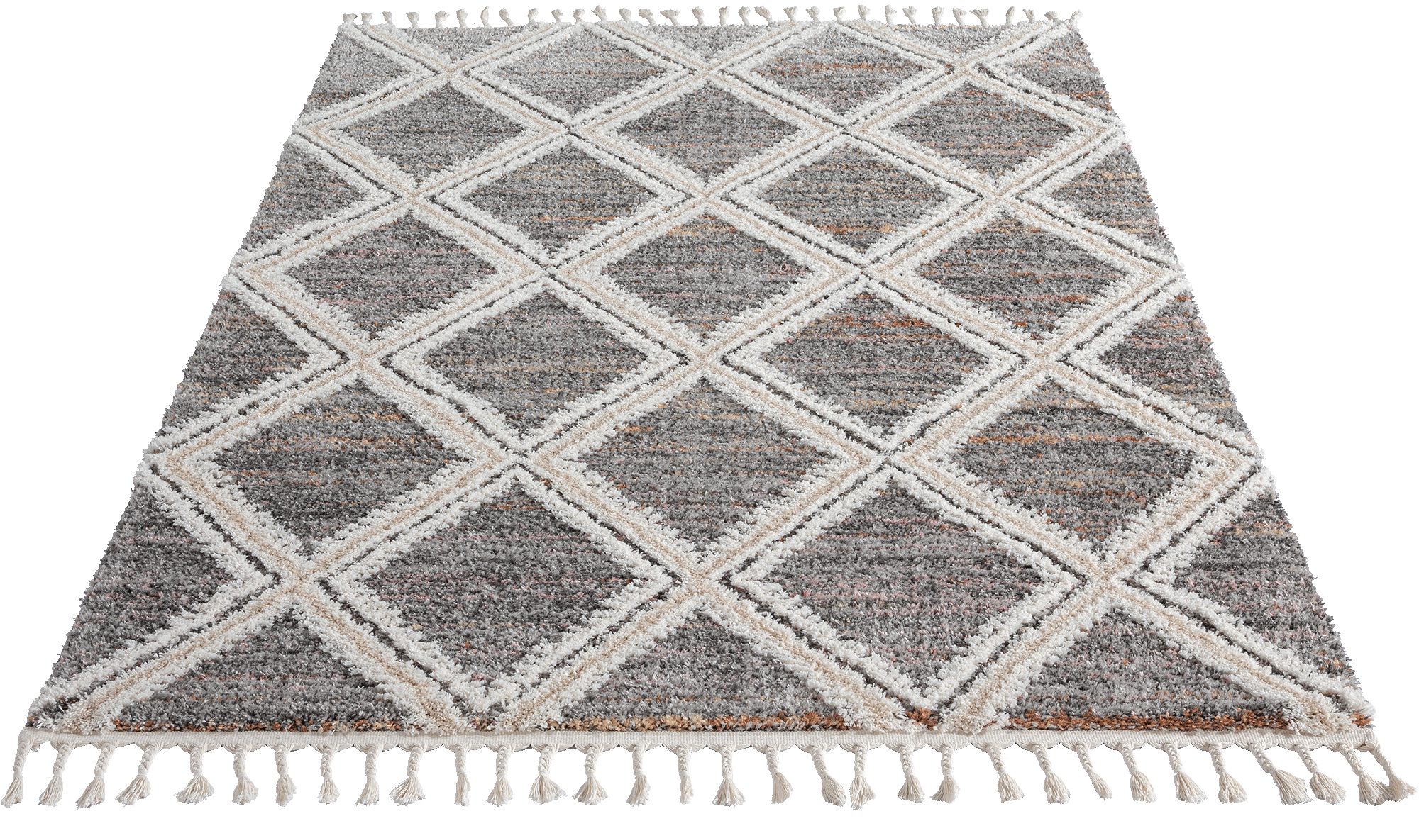 Hochflor-Teppich Vera Handmade-Look Super Weicher Teppich, 3D Effekt, the carpet, Rechteck, Höhe: 30 mm, Wohnzimmer, Schlafzimmer, Fransen, Hochwertig
