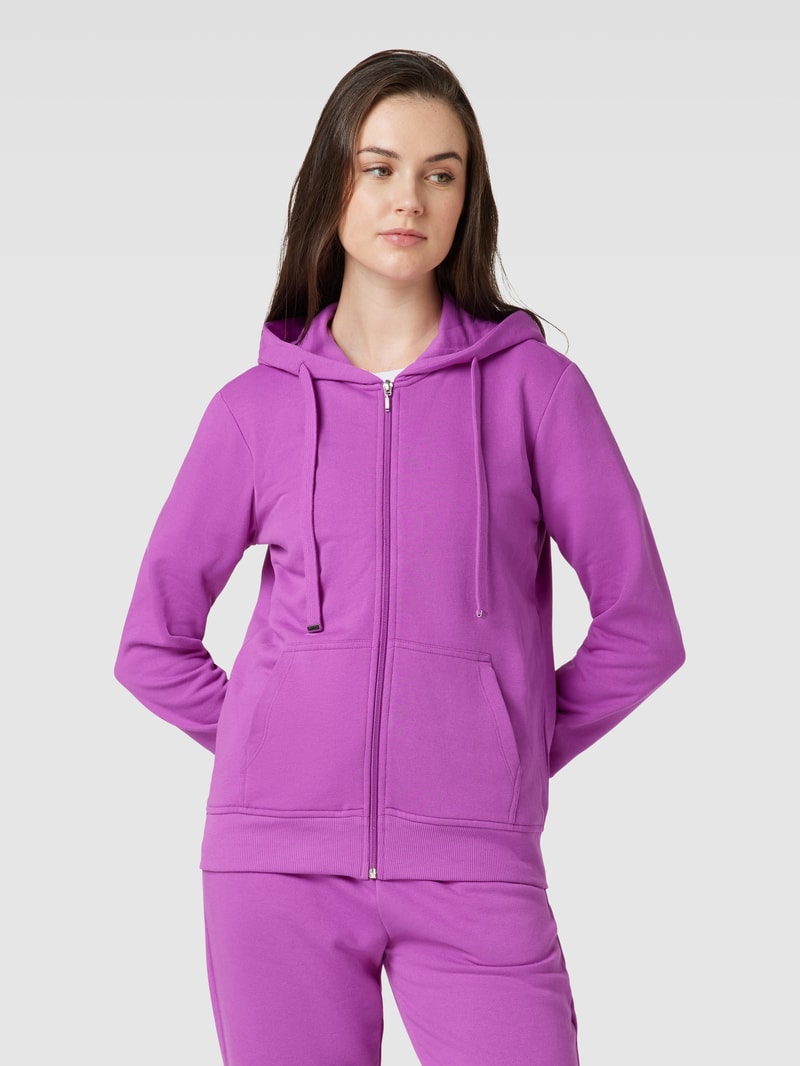 Sweatjacke mit gerippten Abschlüssen in lila