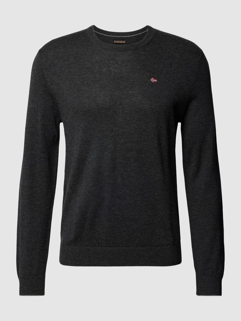 Longsleeve mit Label-Stitching Modell 'DAMAVAND' in anthrazit