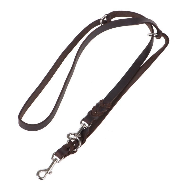 Heim Lederleine mit eingeflochtenem Karabiner - braun zu TOP-Preisen