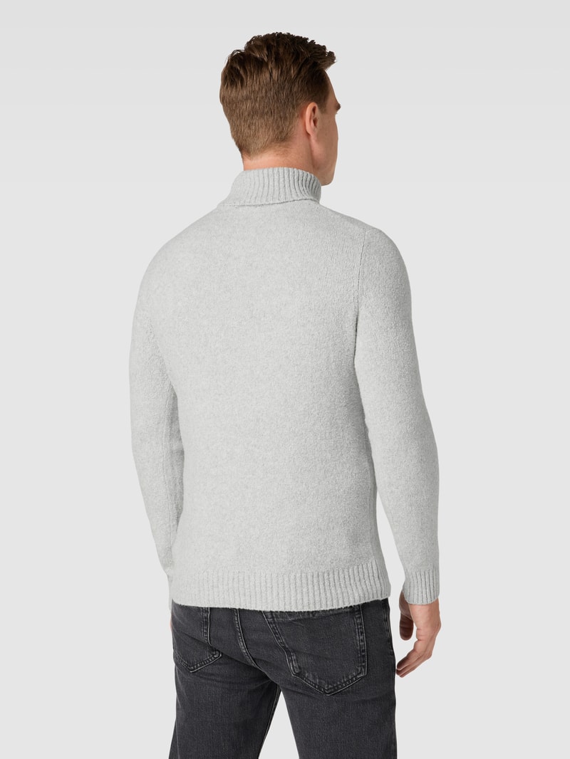 Rollkragenpullover in unifarbenem Design Modell 'Zino' in hellgrau