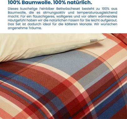 Bettwäsche Solange, Schiesser, Feinbiber, 2 teilig, Karo Musterung