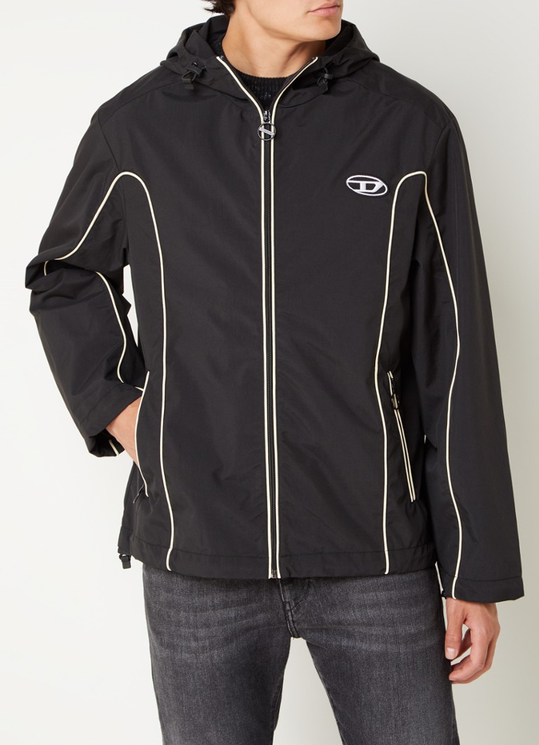 Giacca a vento Diesel J-Hives con cappuccio e logo ricamato.