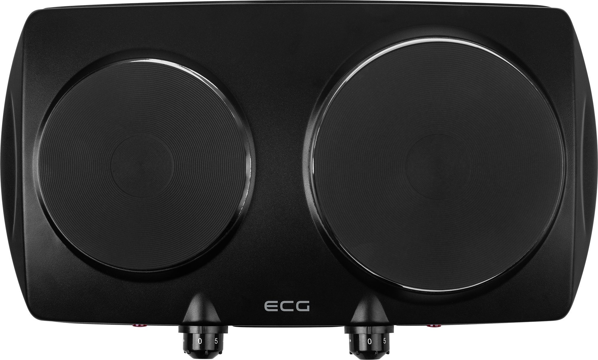 ECG Doppelkochplatte EV 2512 Black, 2 Platten mit einem Durchmesser von 185 mm und 155 mm