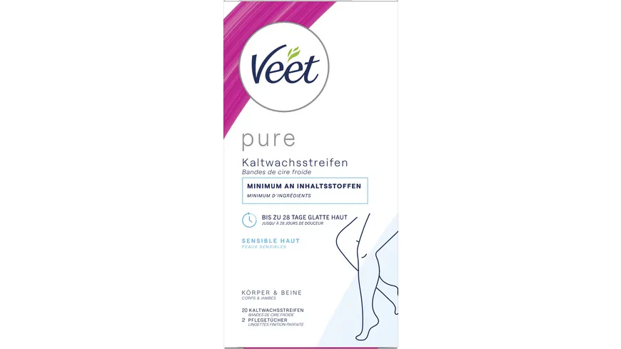 Veet PURE Kaltwachsstreifen Sensible Haut Körper + Beine