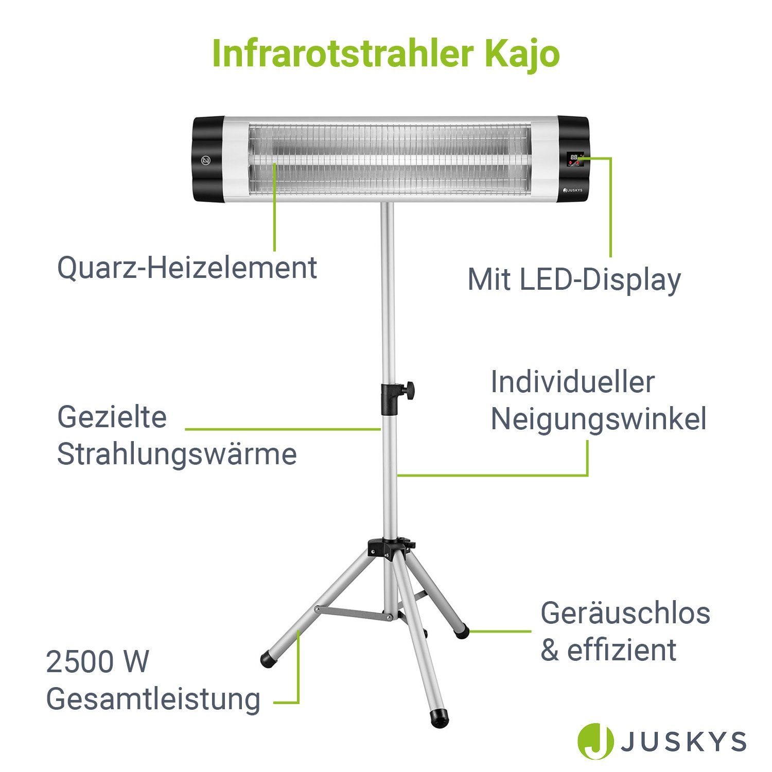 Juskys Infrarotstrahler Kajo, mit Sparmodus, IR-Fernbedienung, praktische Zeitschaltuhr