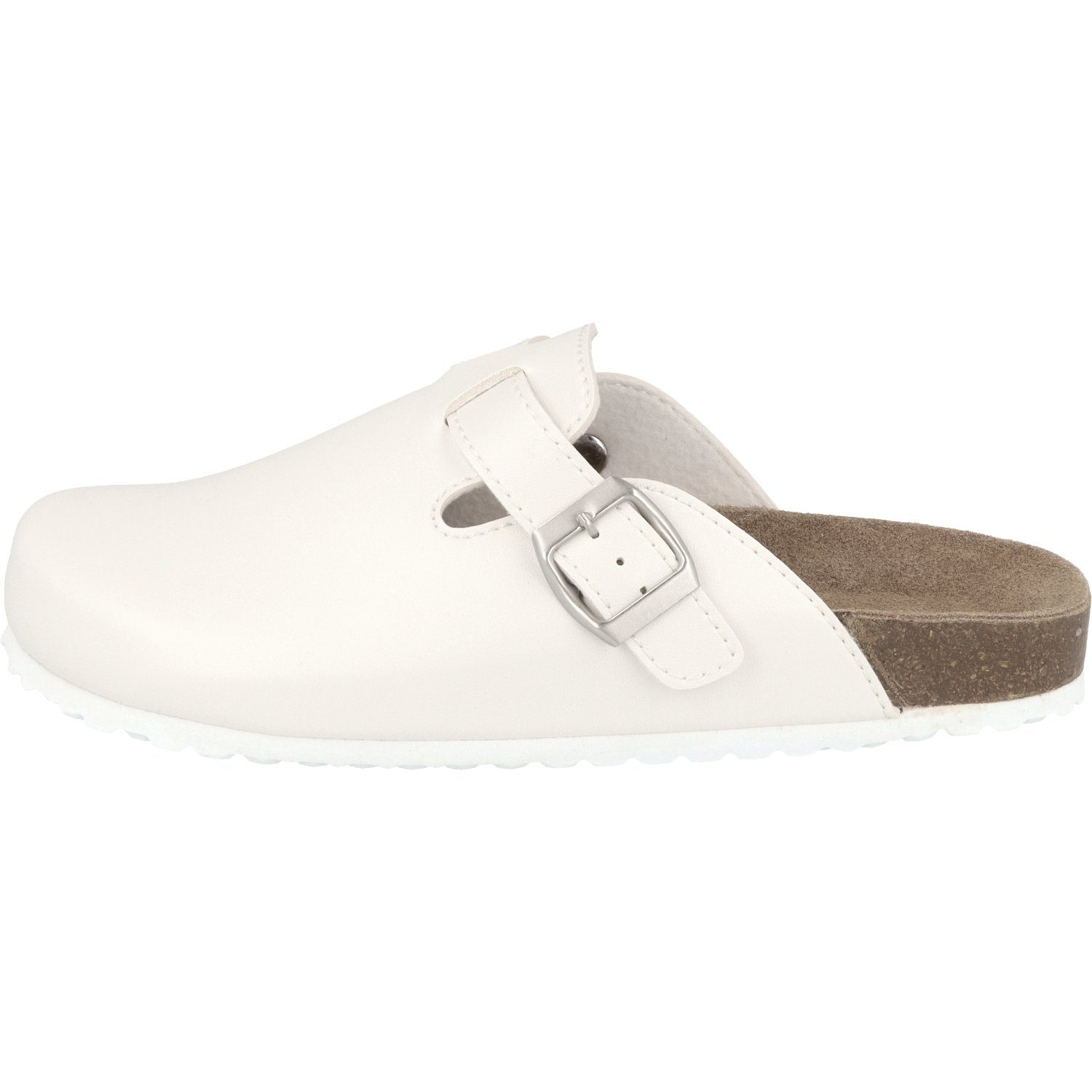 SUPERSOFT Unisex Weiß Arzthelfer Schuhe Krankenschwester Clog Lederfußbett, verstellbare Schnalle