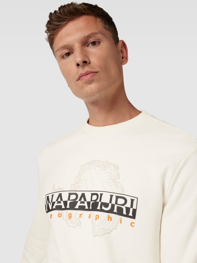 Sweatshirt mit Label-Print in offwhite