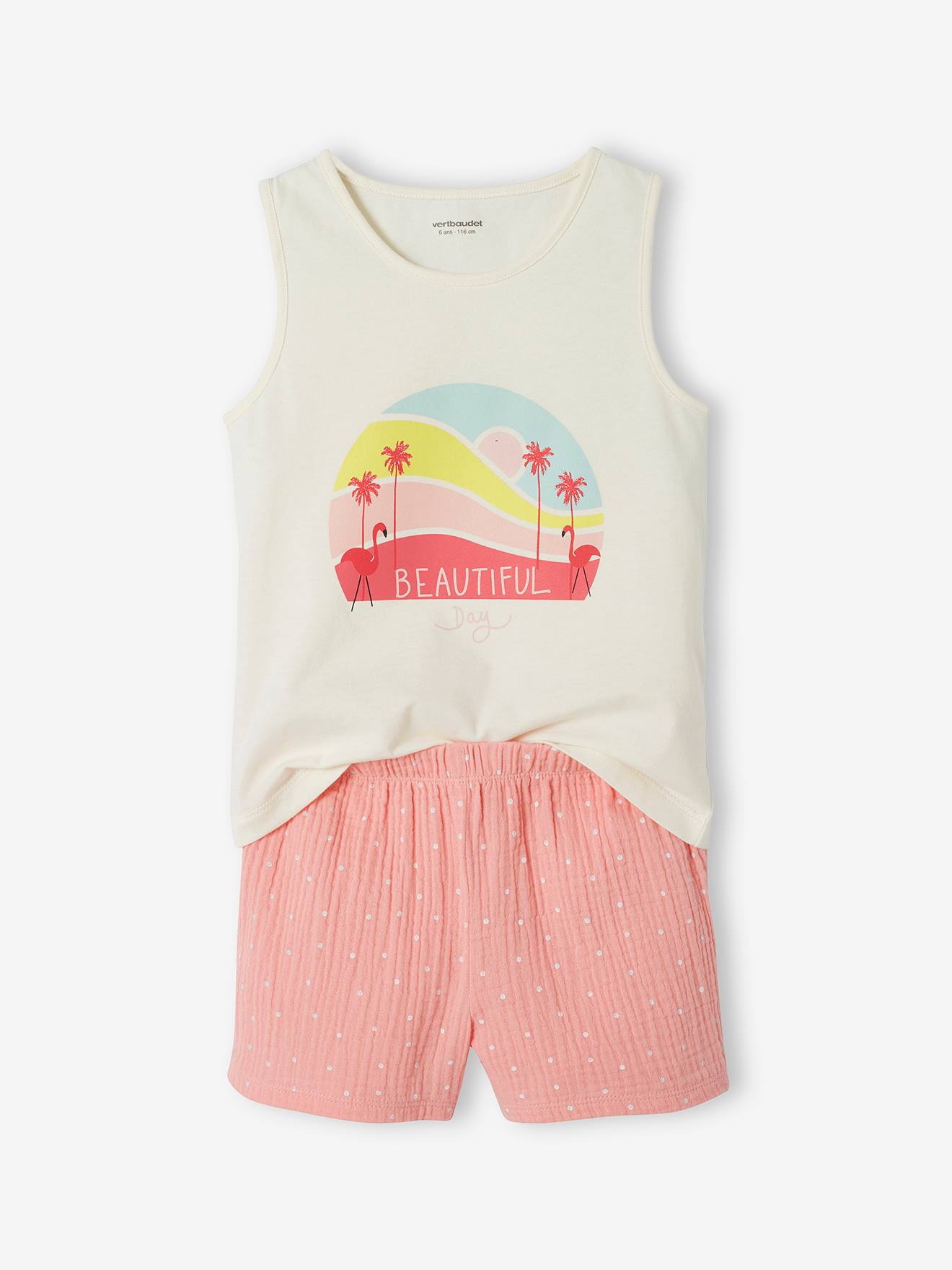 Vertbaudet Kurzer Mädchen Schlafanzug, Flamingo - rosa