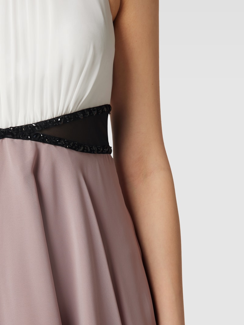 Cocktailkleid mit amerikanischem Ausschnitt in mauve