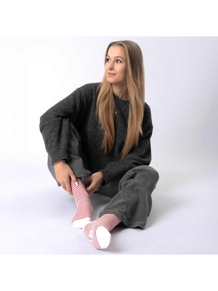 Occulto 10er Pack Mustersocken Michaela in Schwarz-Rot günstig kaufen