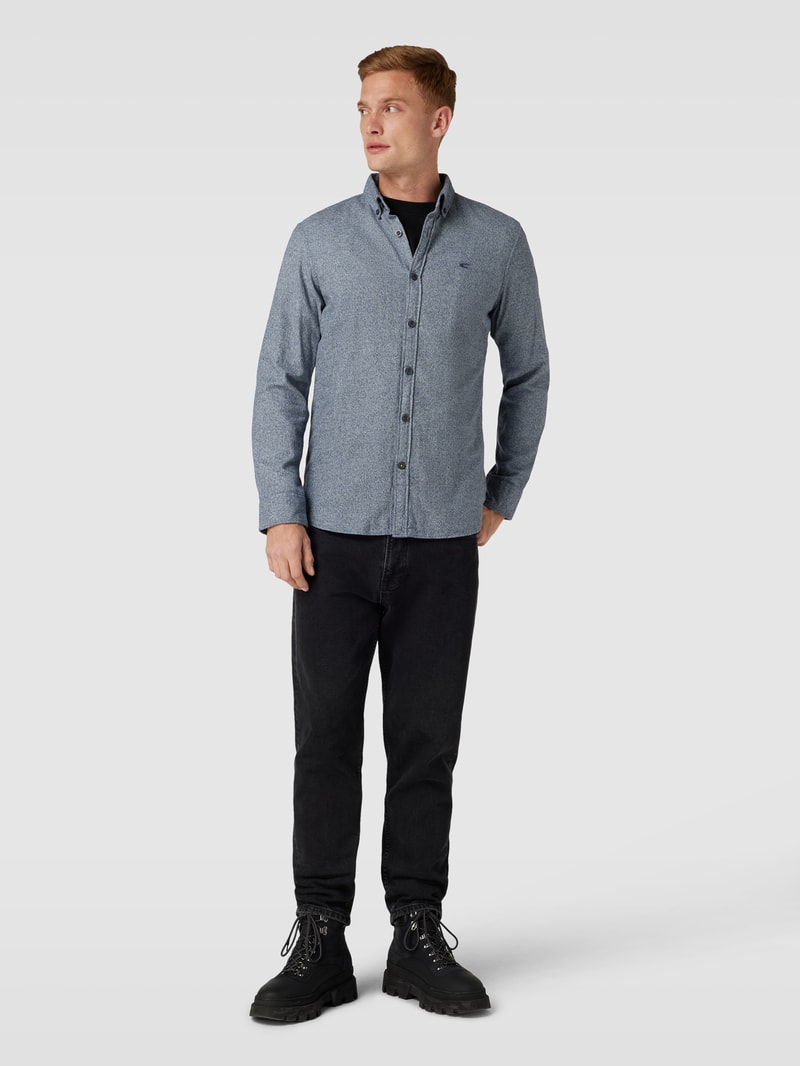 Regular Fit Freizeithemd mit Button-Down-Kragen in dunkelblau