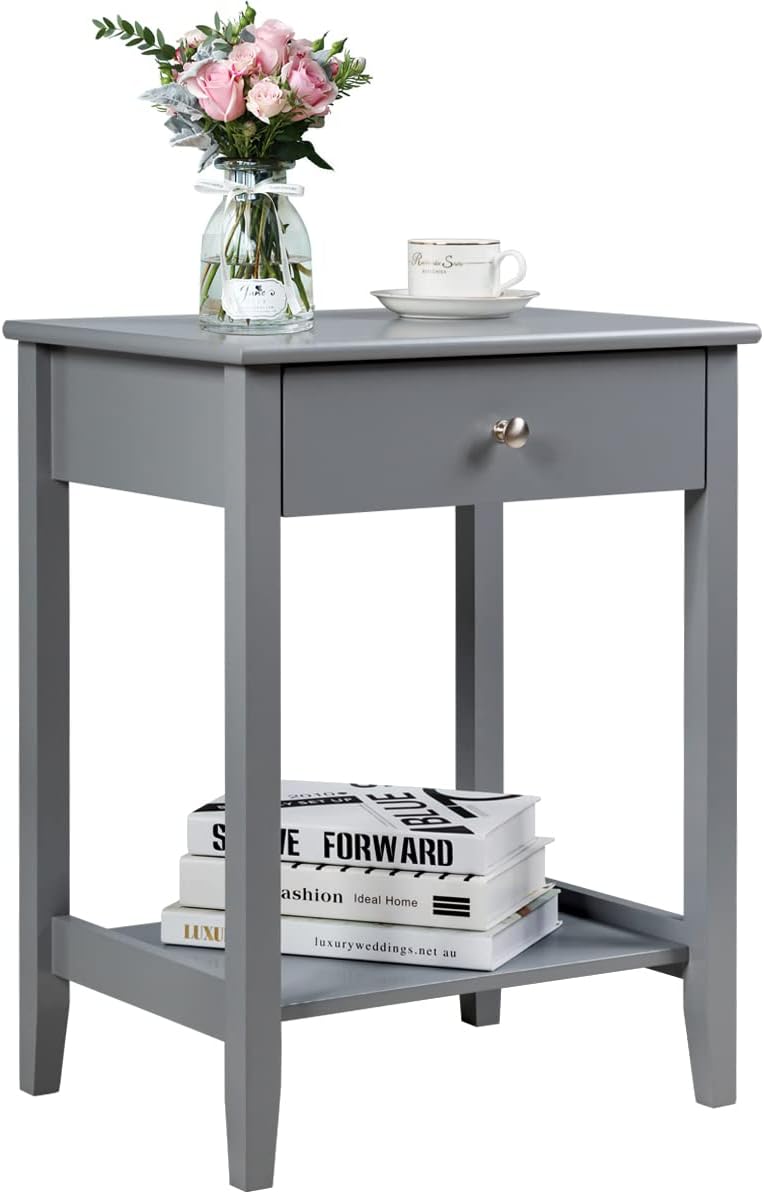 Costway COSTWAY 2 Ebenen Nachttisch mit Schublade