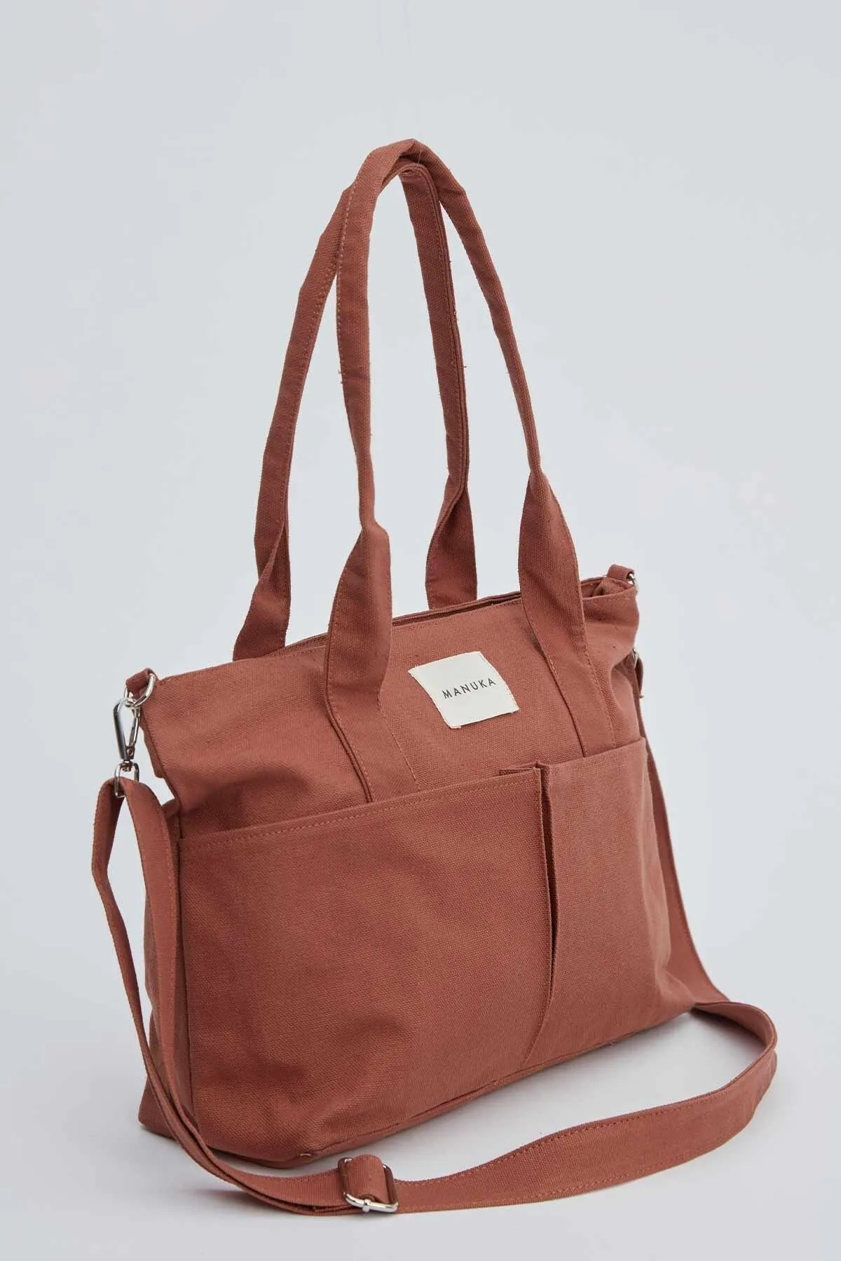 Manuka  Doppeltaschen-Leinentasche Braun