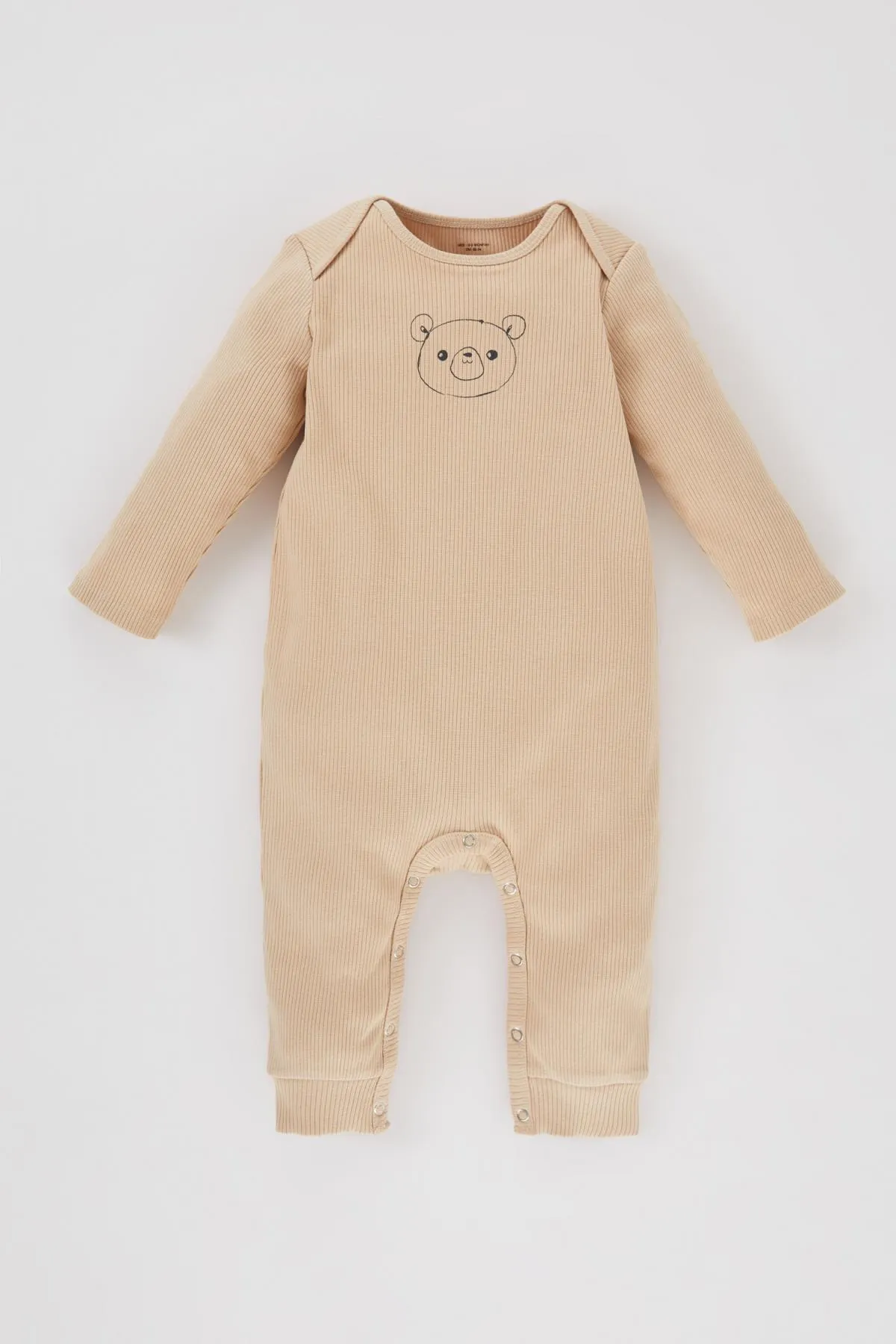 DeFacto  Langärmliger, gerippter Camisole-Overall mit Bärenmuster für Babys