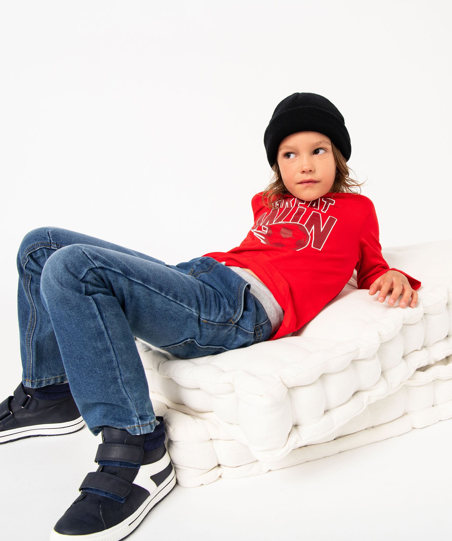 Tee-shirt à manches longues avec motif XXL Garçon rouge | GEMO