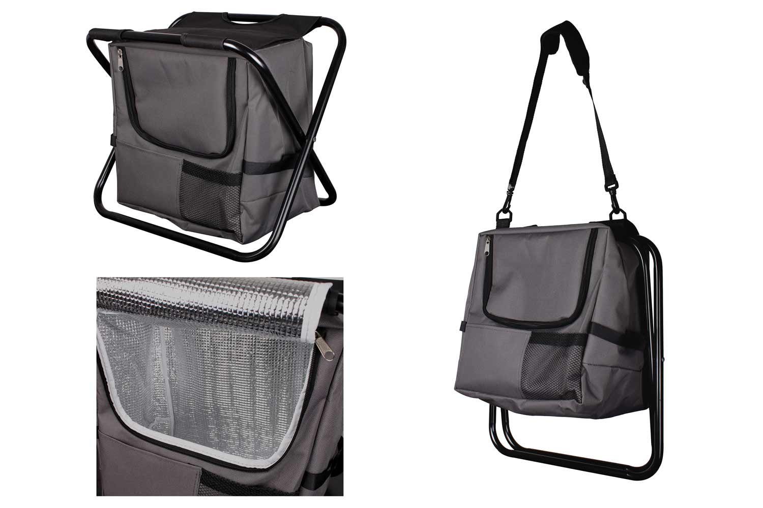Linder Exclusiv GmbH Angelhocker, faltbar Hocker Kühltasche schwarz anthrazit 29x42x36cm